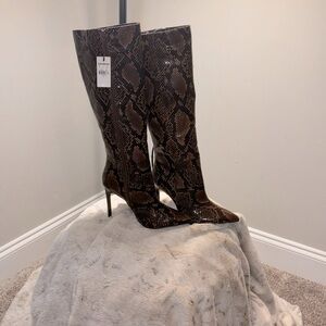 Knee high Croc-Embossed Boots